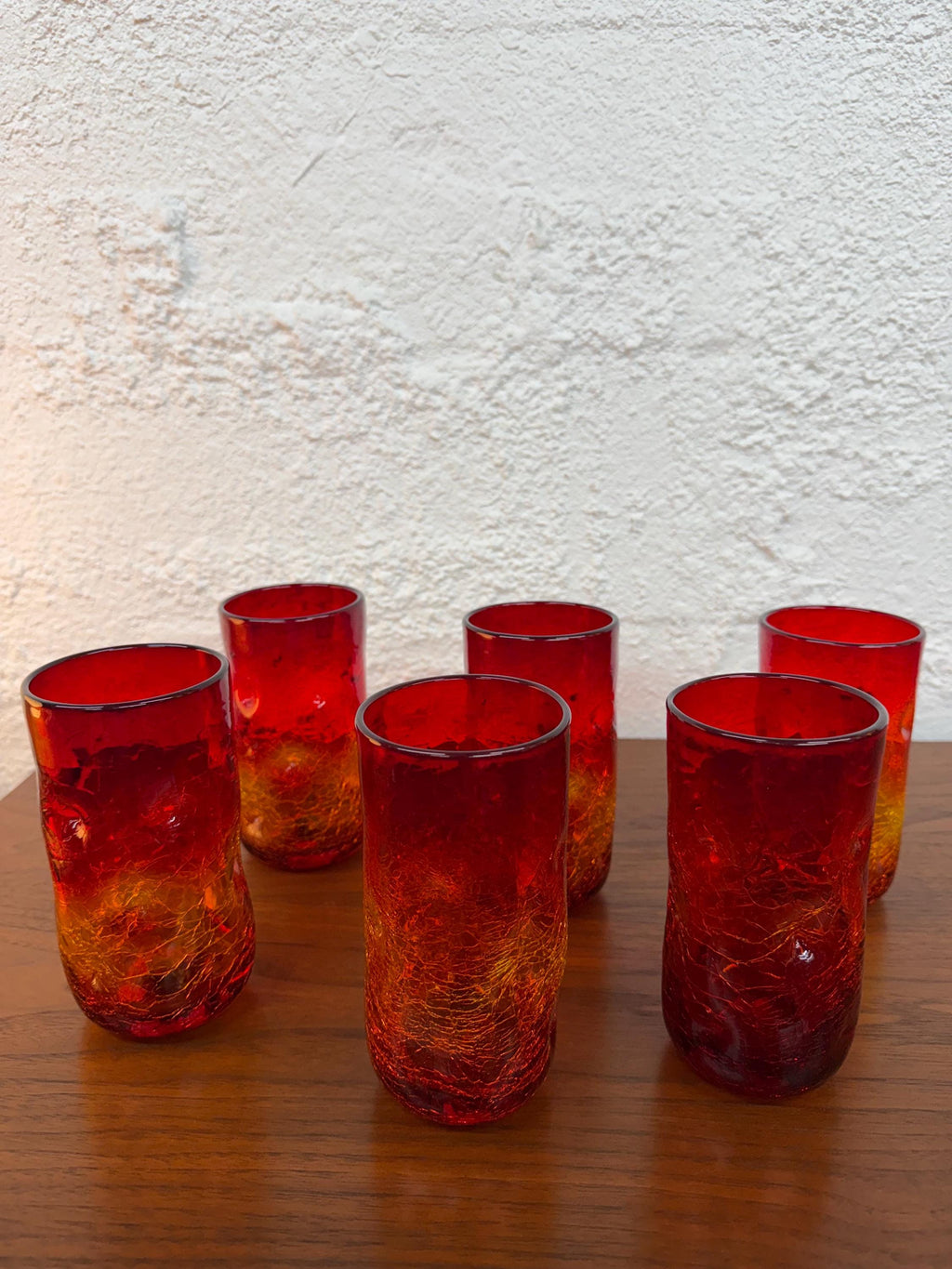 Blenko 418LC Crackled Large Dimple Glass  in Tangerine, Price per piece