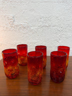 Blenko 418LC Crackled Large Dimple Glass  in Tangerine, Price per piece