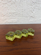 Mid Century Scandinavian Ice Cube Glass Puzzle Candle Holders, Set of 4. Konst Glass Sweden