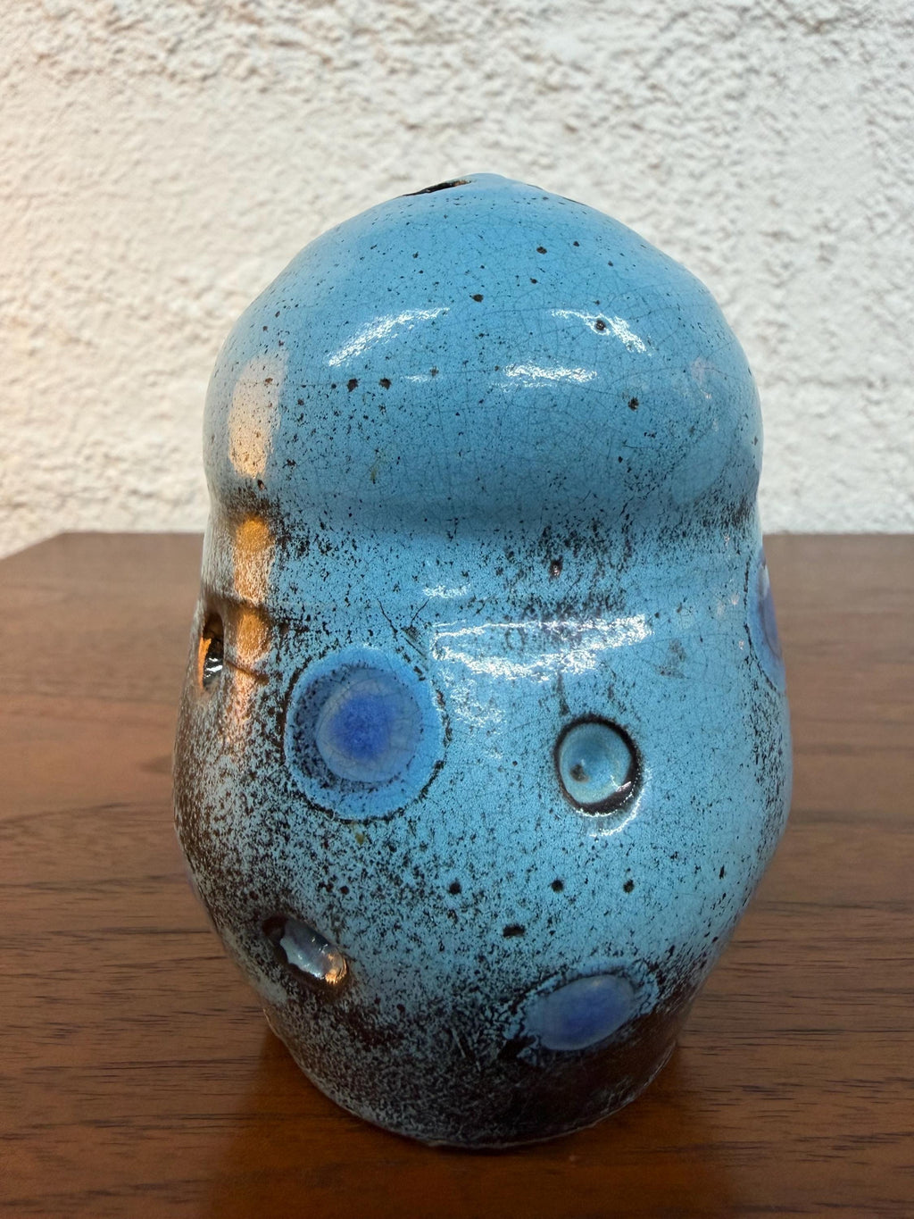 Small Studio Pottery 3 hole Weed Vase in Turquoise Blue
