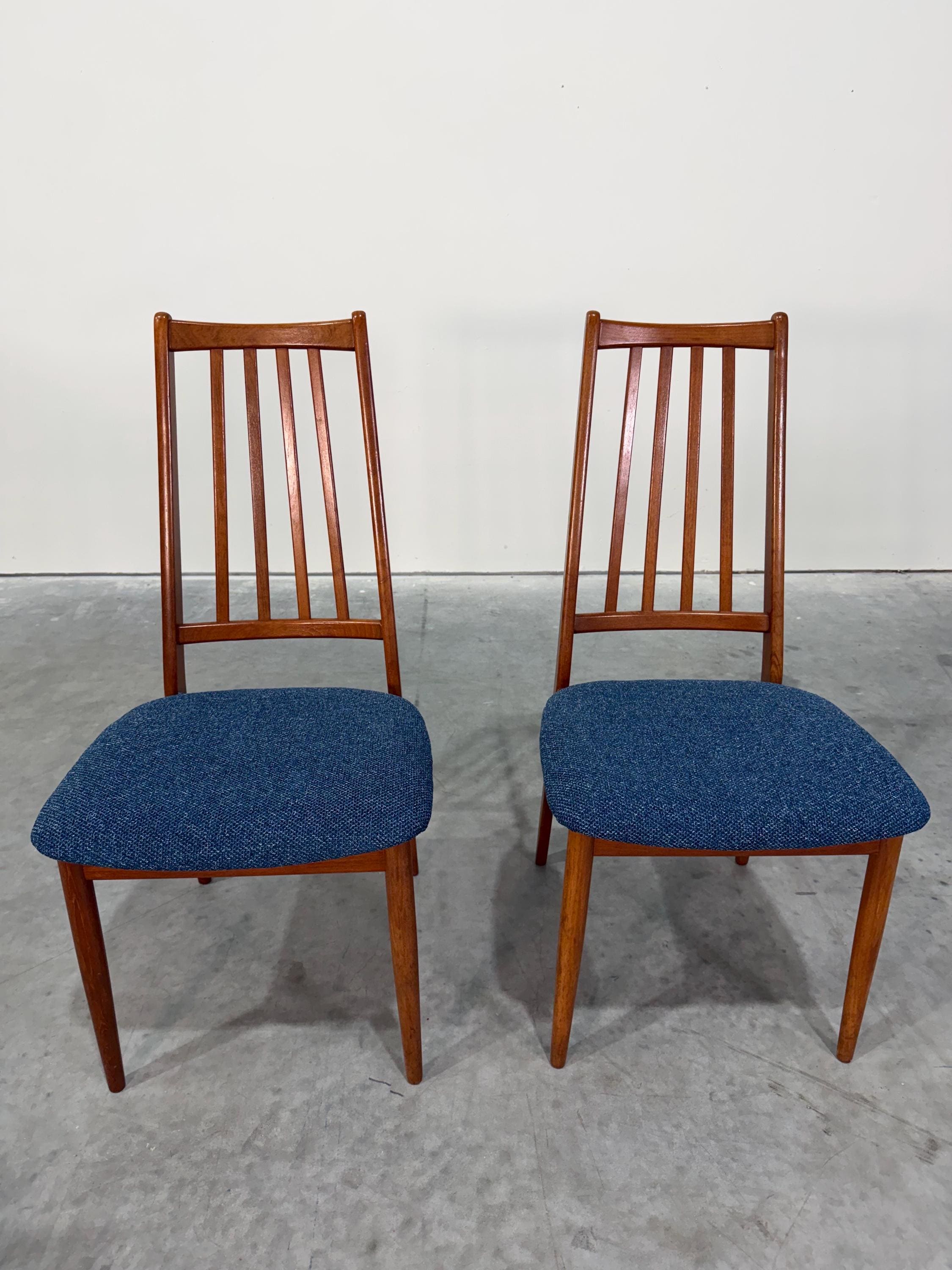 Danish Teak Mid Century Dining Chairs, Set of 4, Reupholstered