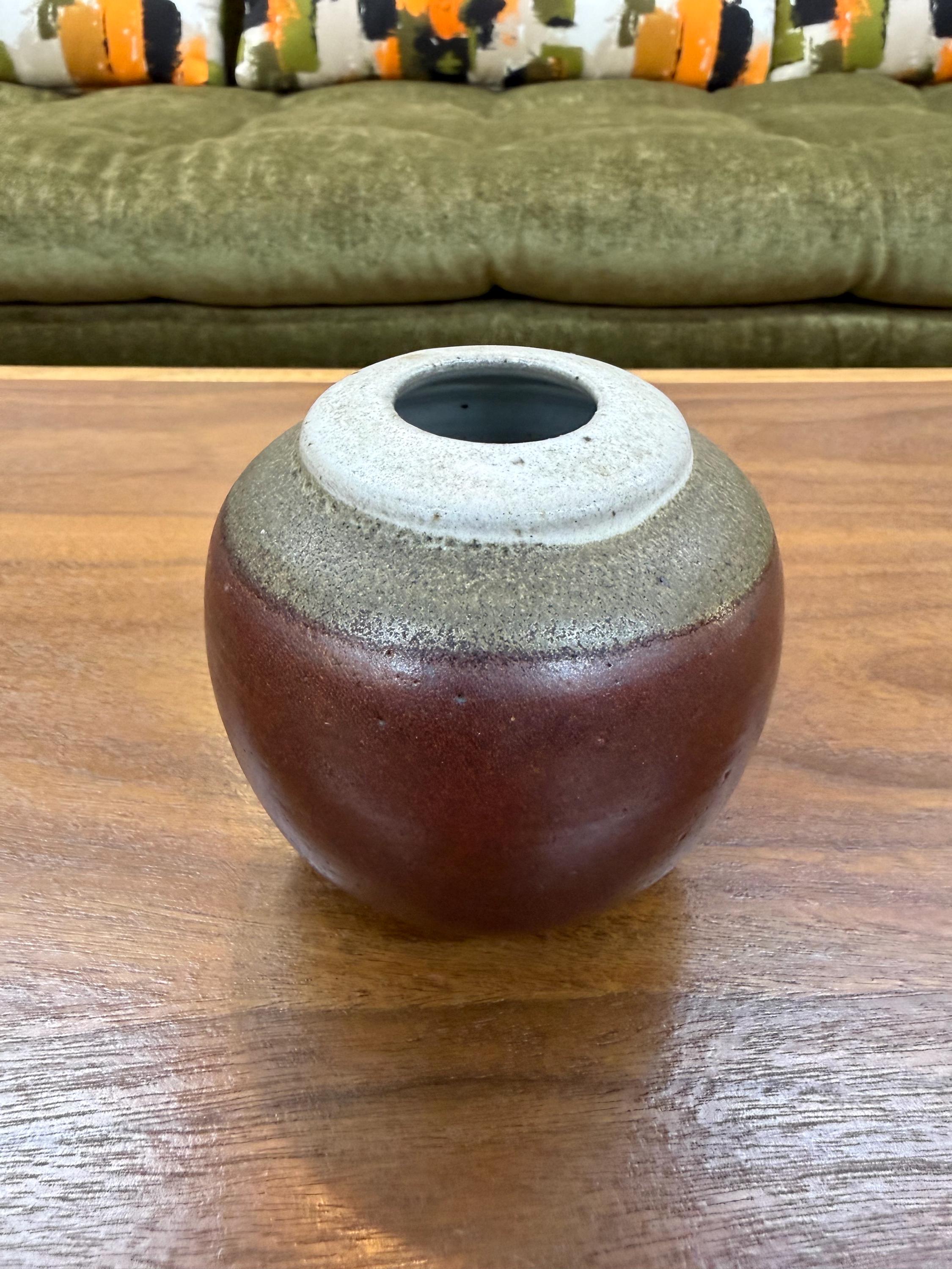 Mid Century Studio Pottery Small Ball Vase