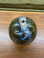 Vintage Studio Pottery Small Drip Glaze Ball Weed Pot