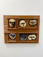 Abstract Faces Mid Century Studio Pottery and Wood Wall Art by Harold Nosti