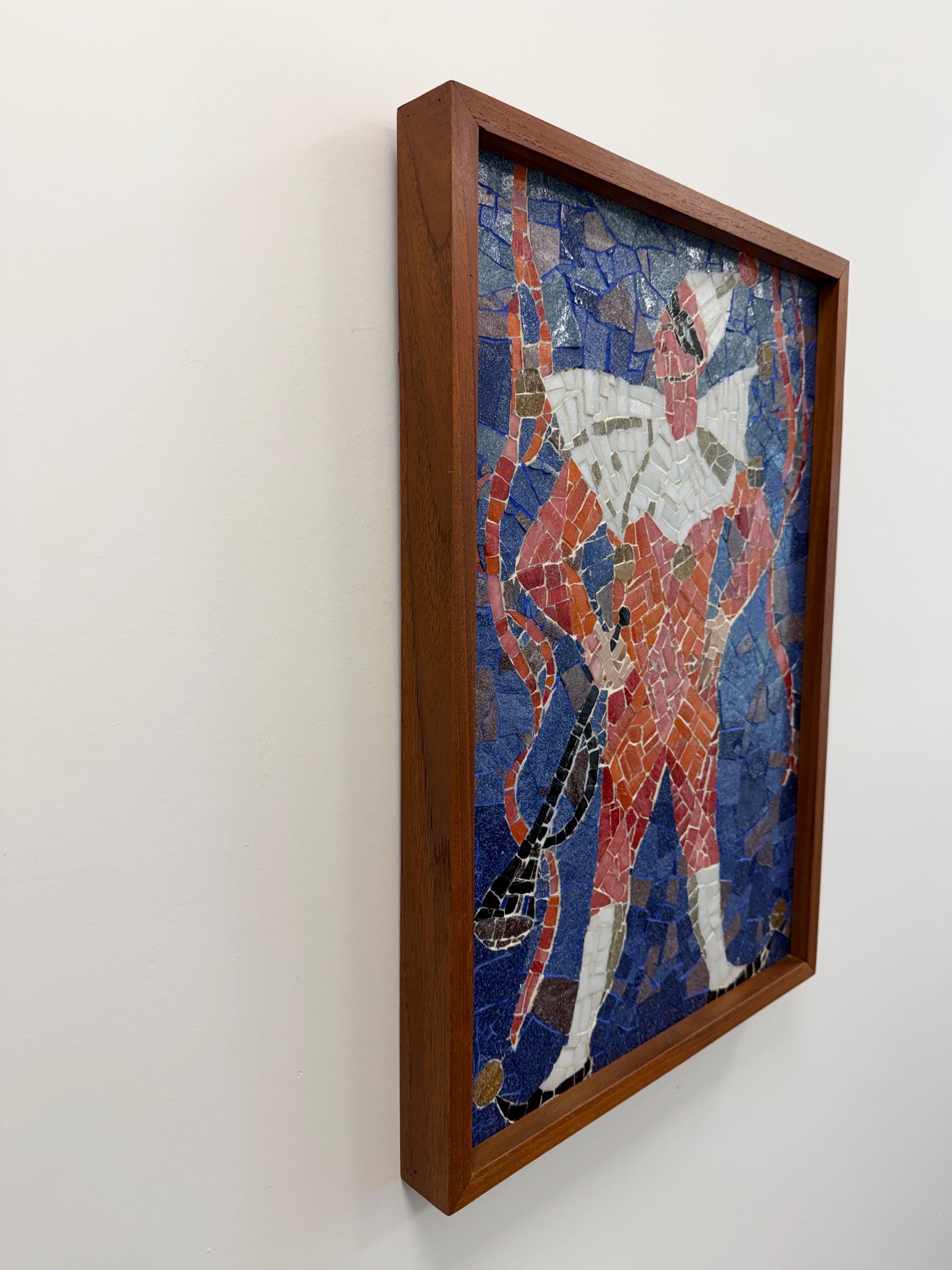 Mid Century Mosaic Tile Framed Wall Art, the Jester