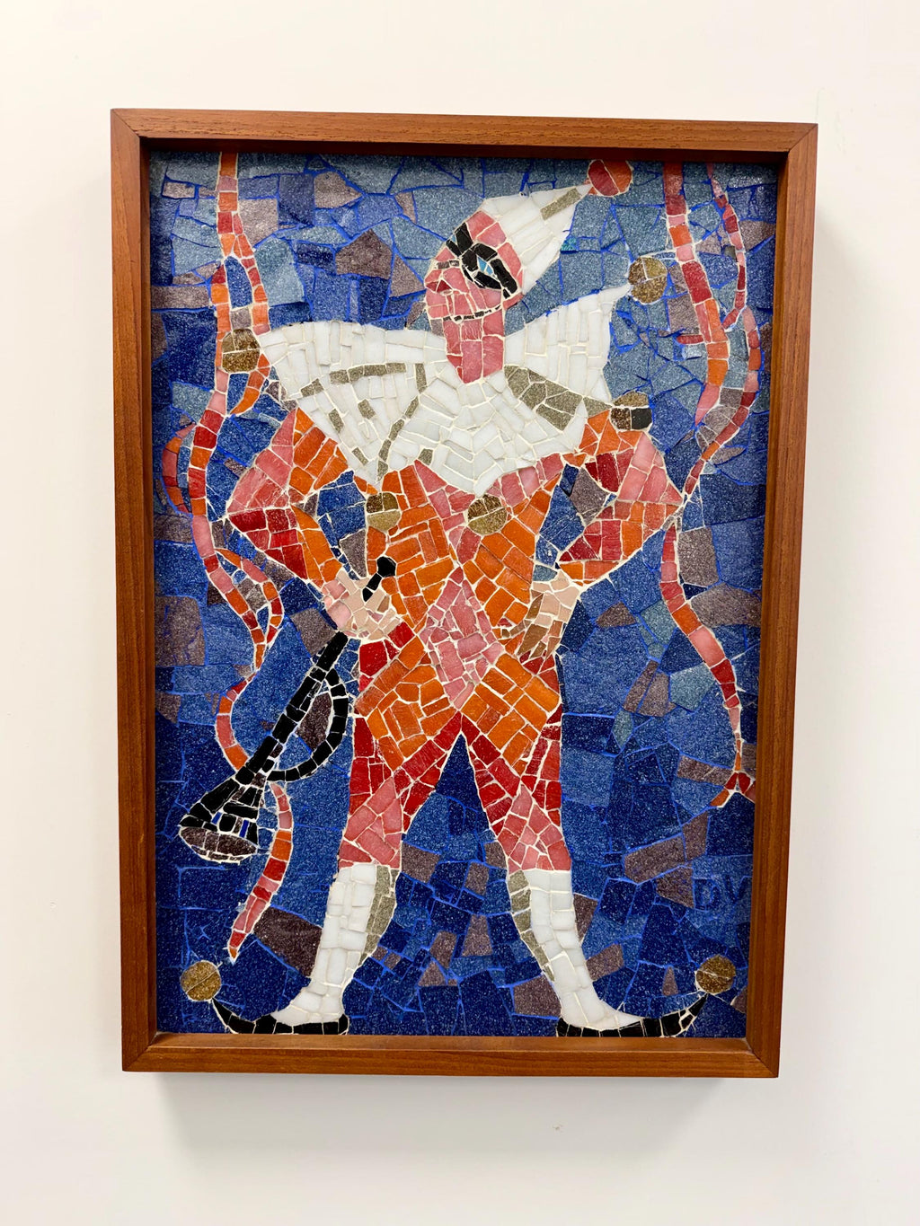 Mid Century Mosaic Tile Framed Wall Art, the Jester