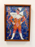 Mid Century Mosaic Tile Framed Wall Art, the Jester