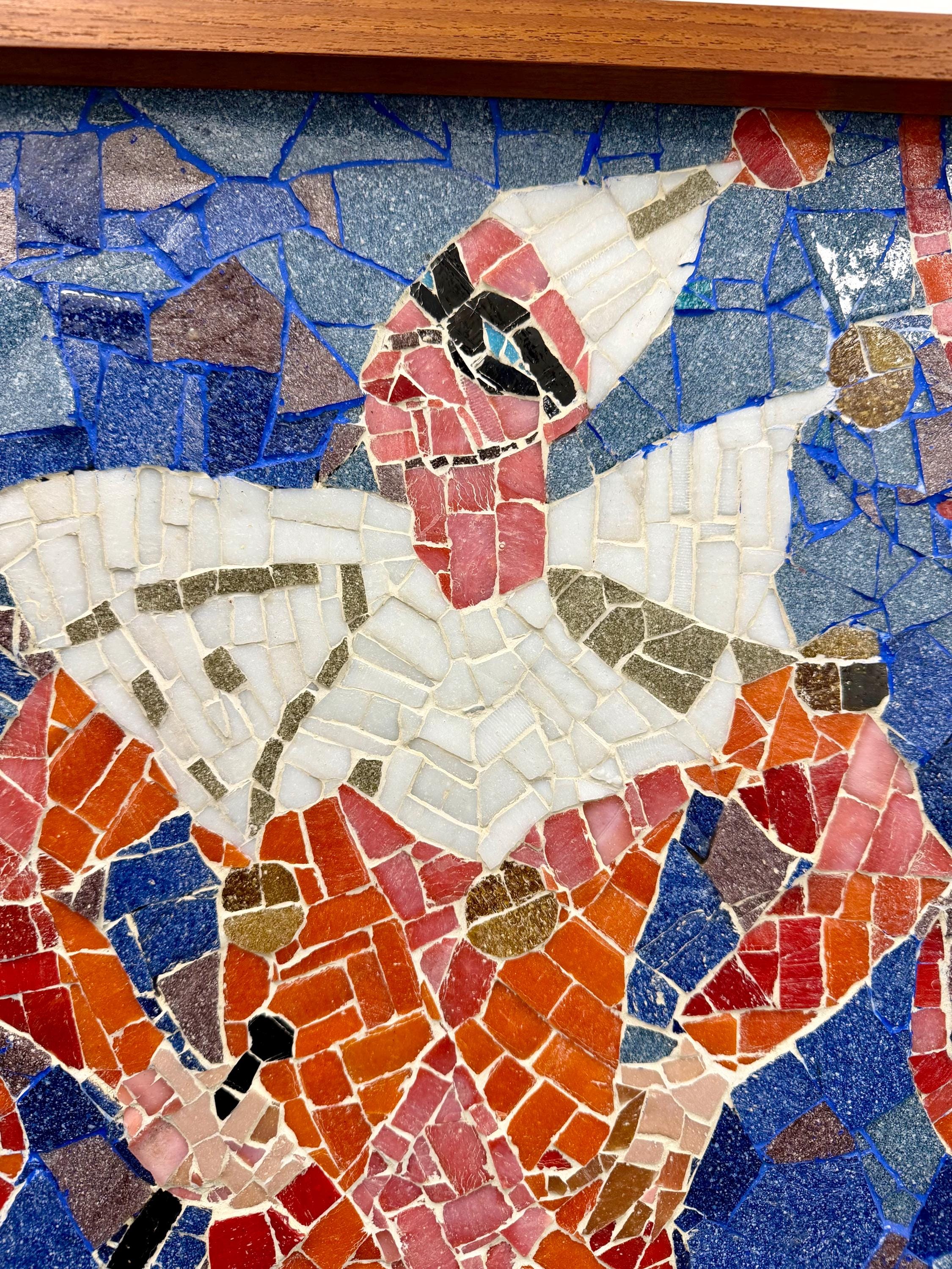 Mid Century Mosaic Tile Framed Wall Art, the Jester