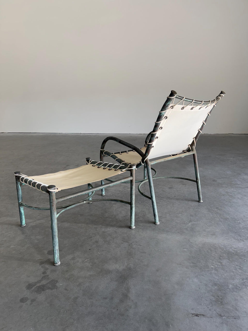 Uncommon Early Mid Century Robert Lewis Bronze Lounge Chair and Ottoman Set