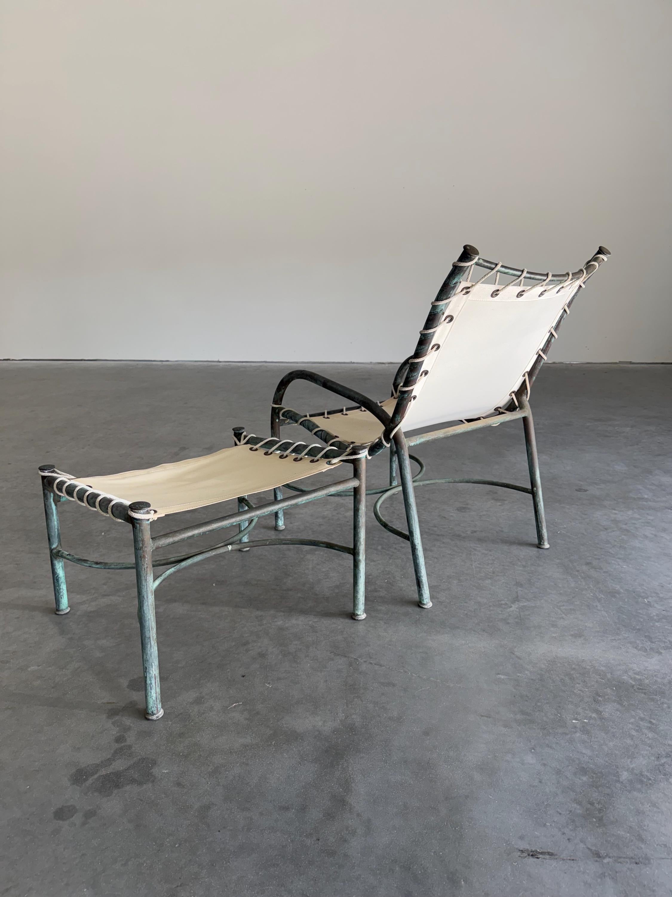 Uncommon Early Mid Century Robert Lewis Bronze Lounge Chair and Ottoman Set