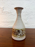 Vintage Signed Neutral Tone Studio Pottery Vase, Cream and Brown Glaze