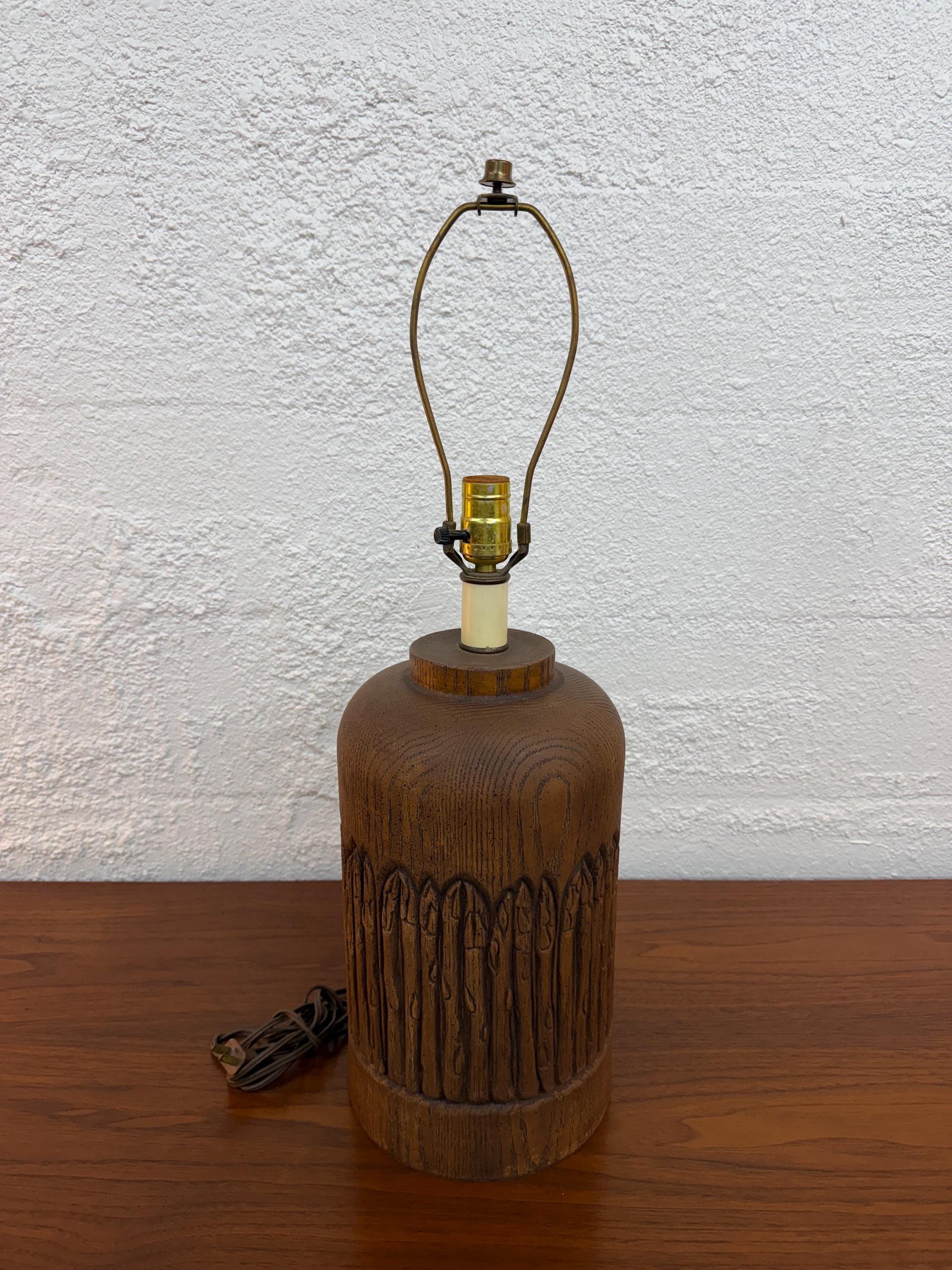 1970’s Faux Wood Ceramic Asparagus Lamp by Berman - Shade not included