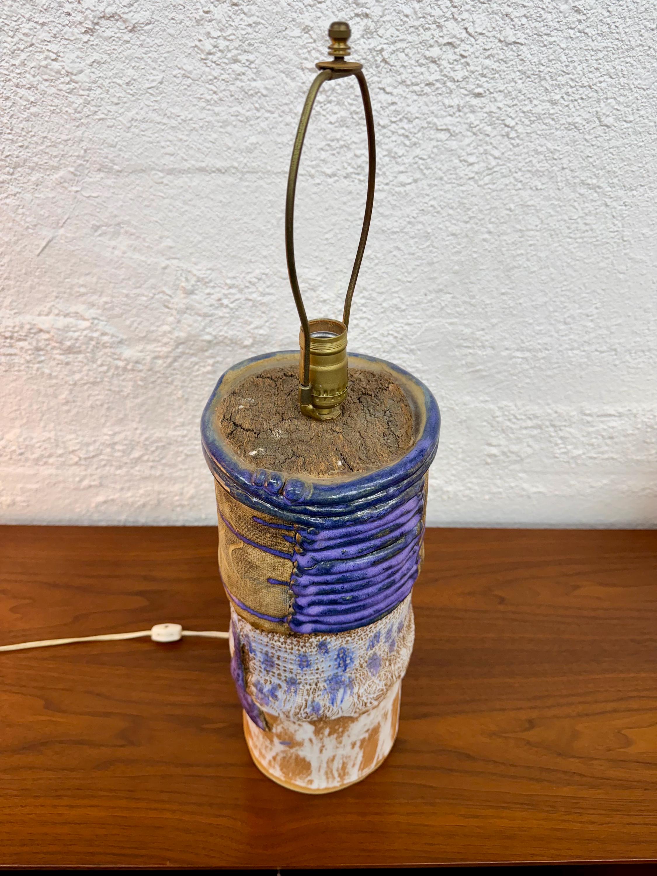 Vintage Abstract Studio Pottery Lamp
