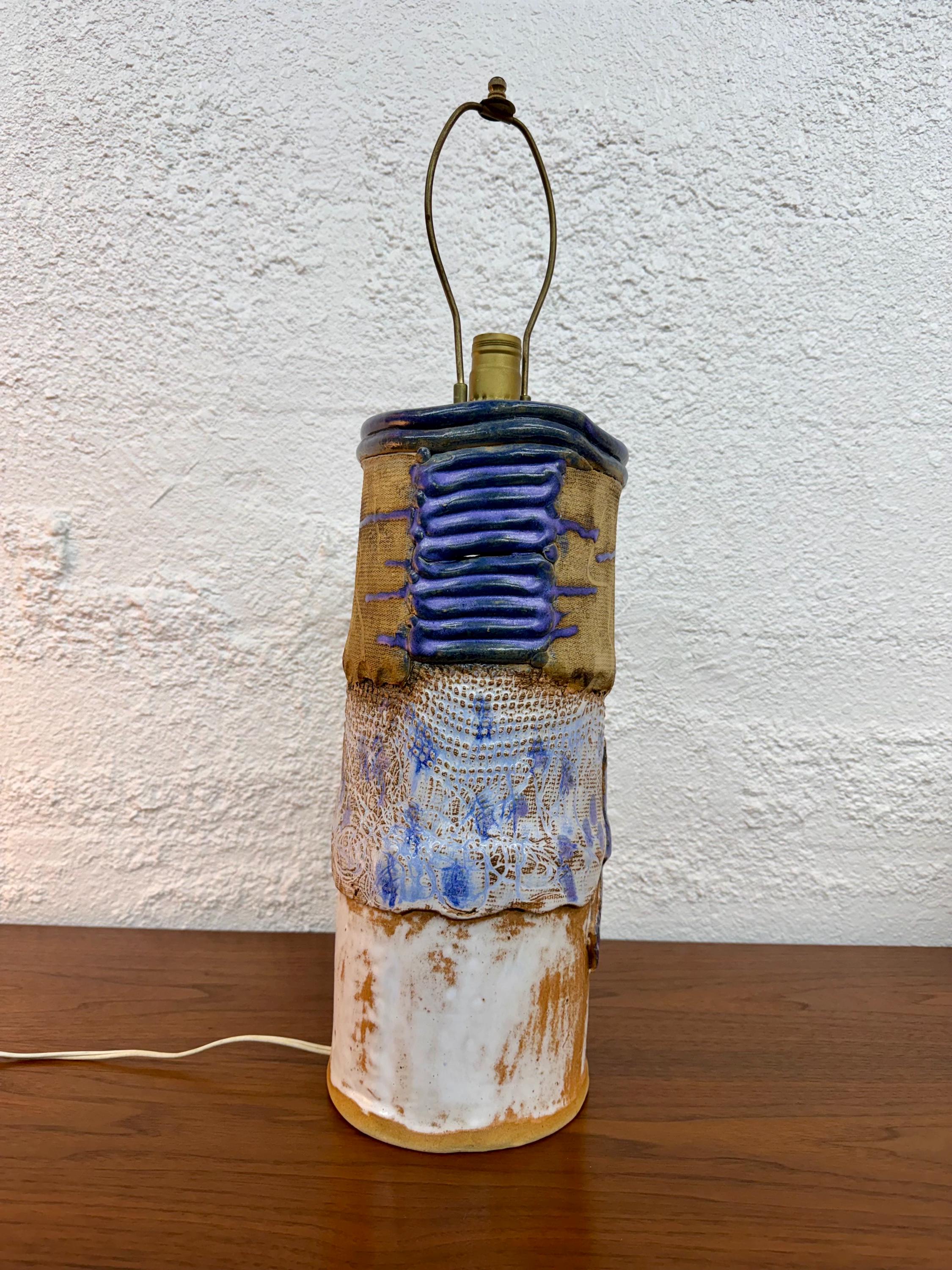 Vintage Abstract Studio Pottery Lamp