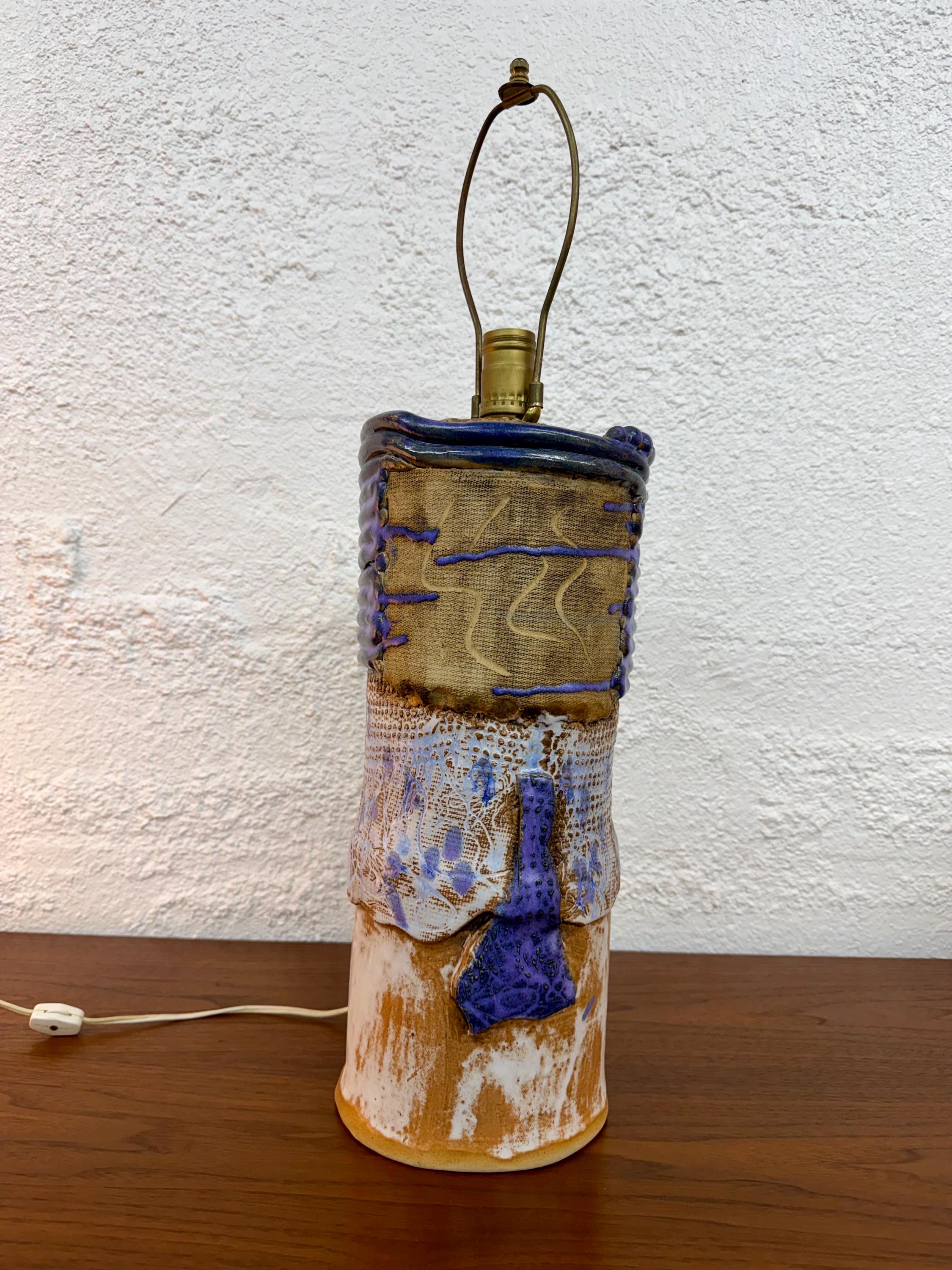 Vintage Abstract Studio Pottery Lamp