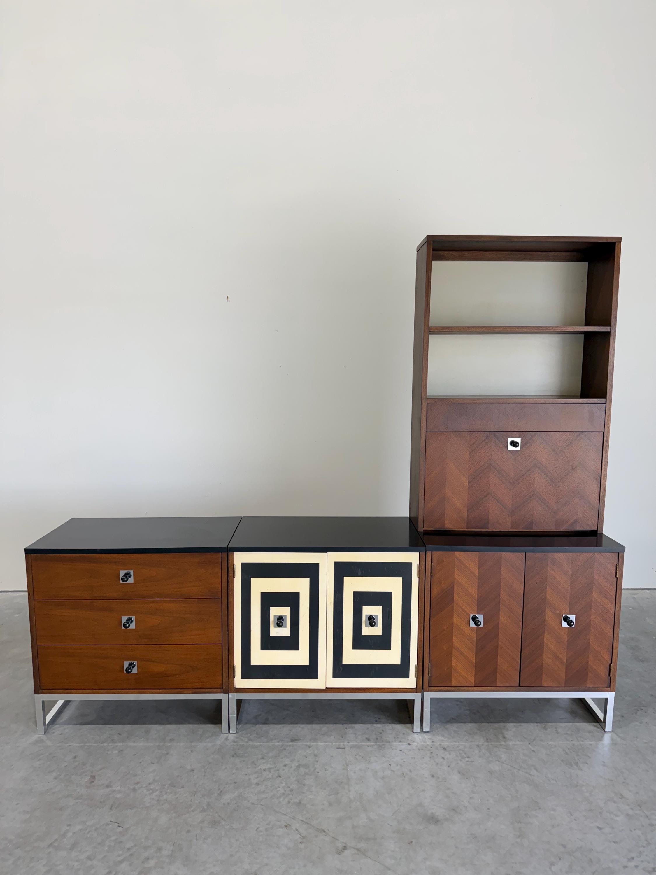 Mid Century Modern Modular Wall Unit, 4pcs, by Thomasville