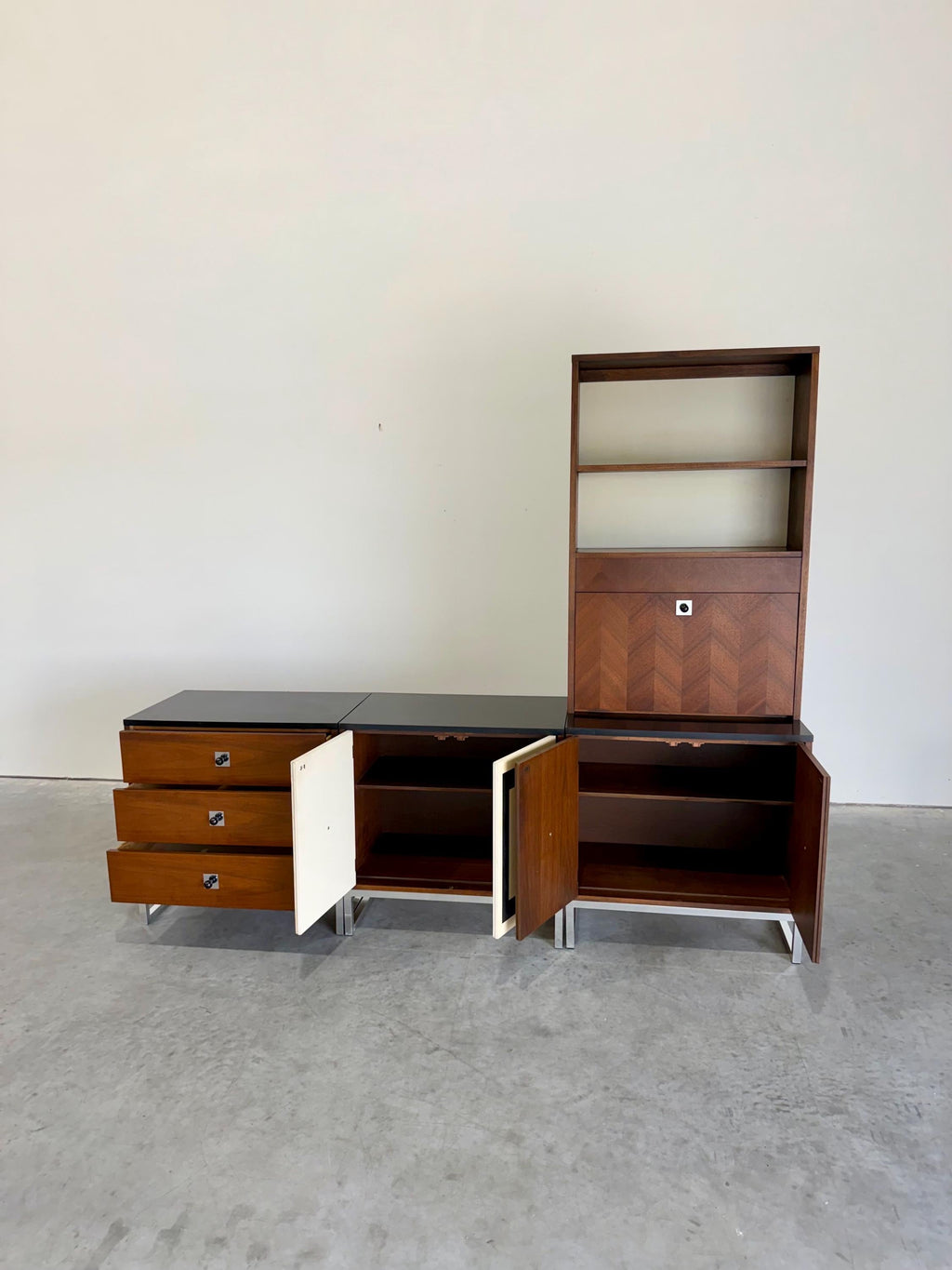Mid Century Modern Modular Wall Unit, 4pcs, by Thomasville