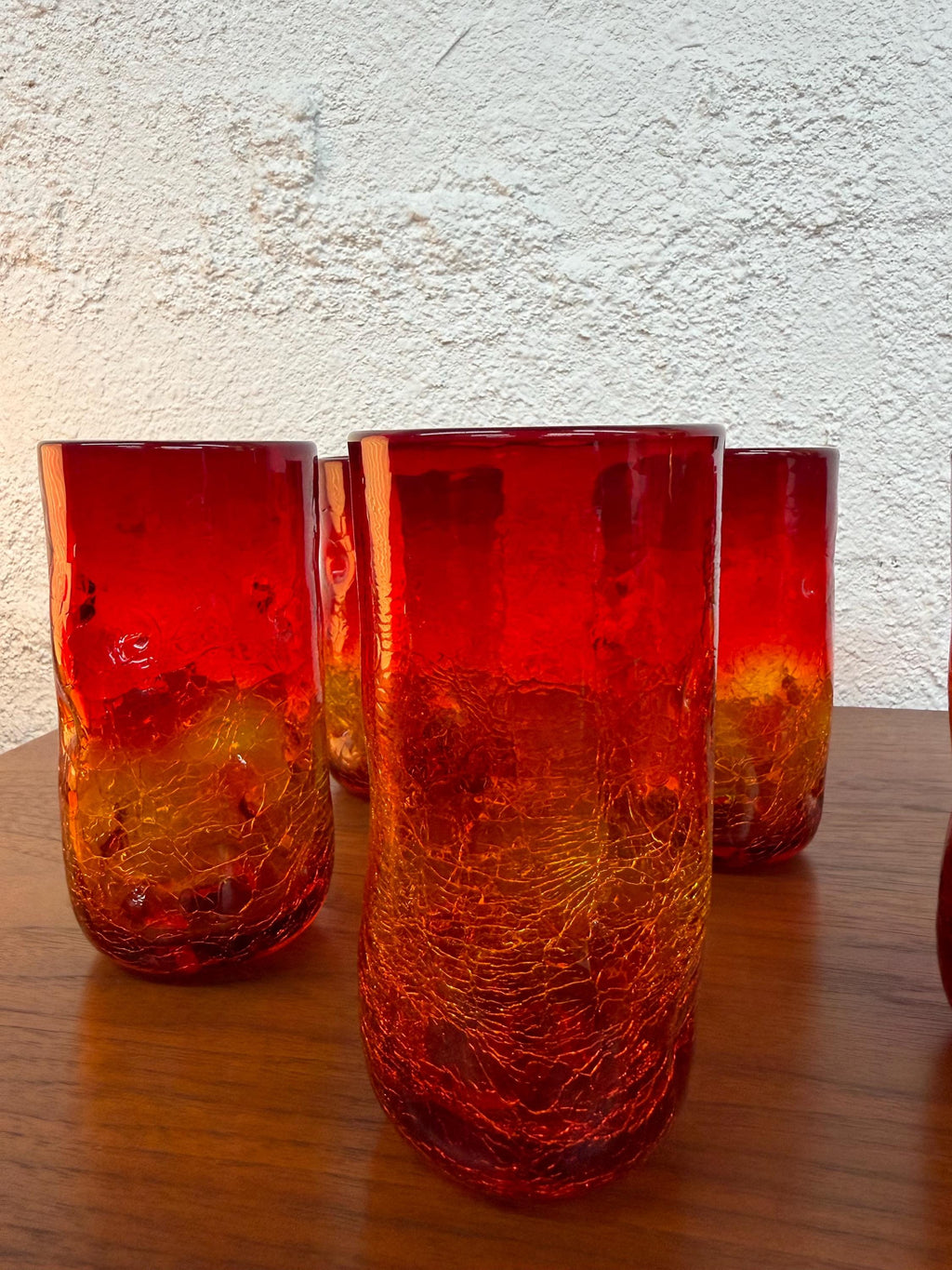 Blenko 418LC Crackled Large Dimple Glass  in Tangerine, Price per piece