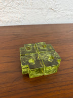 Mid Century Scandinavian Ice Cube Glass Puzzle Candle Holders, Set of 4. Konst Glass Sweden
