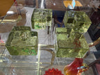 Mid Century Scandinavian Ice Cube Glass Puzzle Candle Holders, Set of 4. Konst Glass Sweden