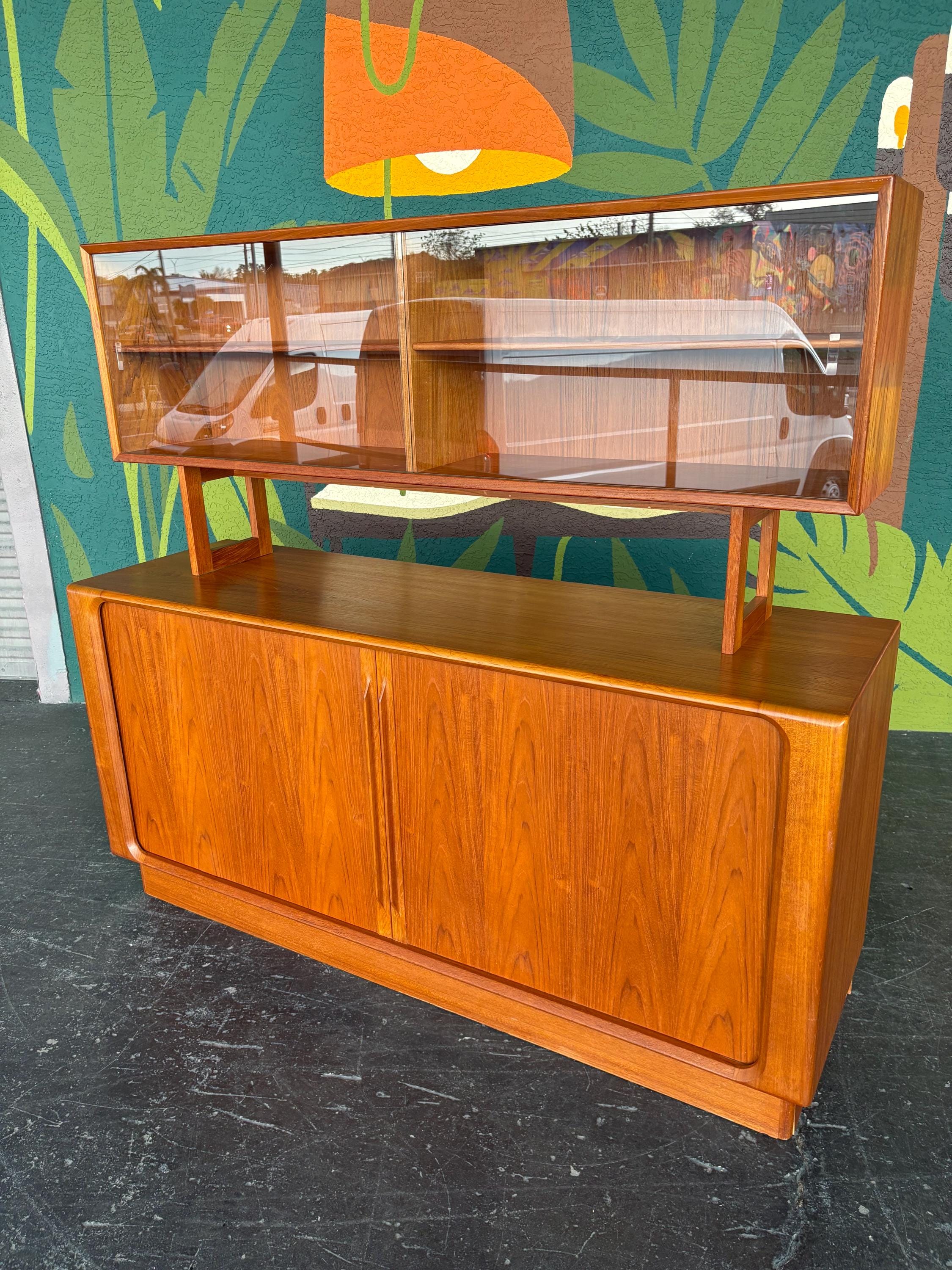 Mid Century Danish Modern Floating Topper Teak Hutch, 2pc