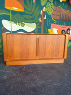 Mid Century Danish Modern Floating Topper Teak Hutch, 2pc