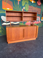 Mid Century Danish Modern Floating Topper Teak Hutch, 2pc