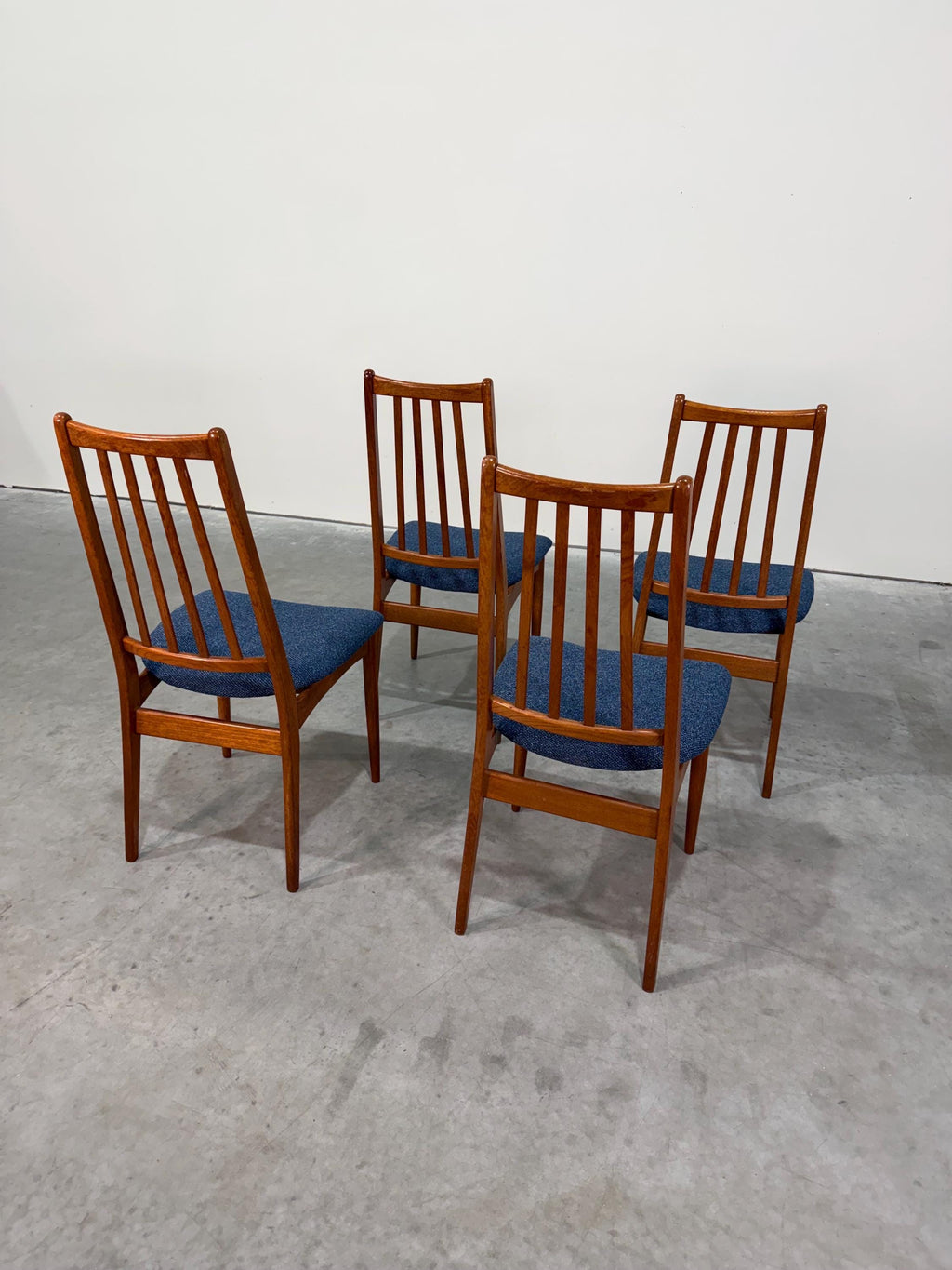 Danish Teak Mid Century Dining Chairs, Set of 4, Reupholstered