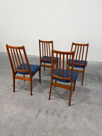 Danish Teak Mid Century Dining Chairs, Set of 4, Reupholstered