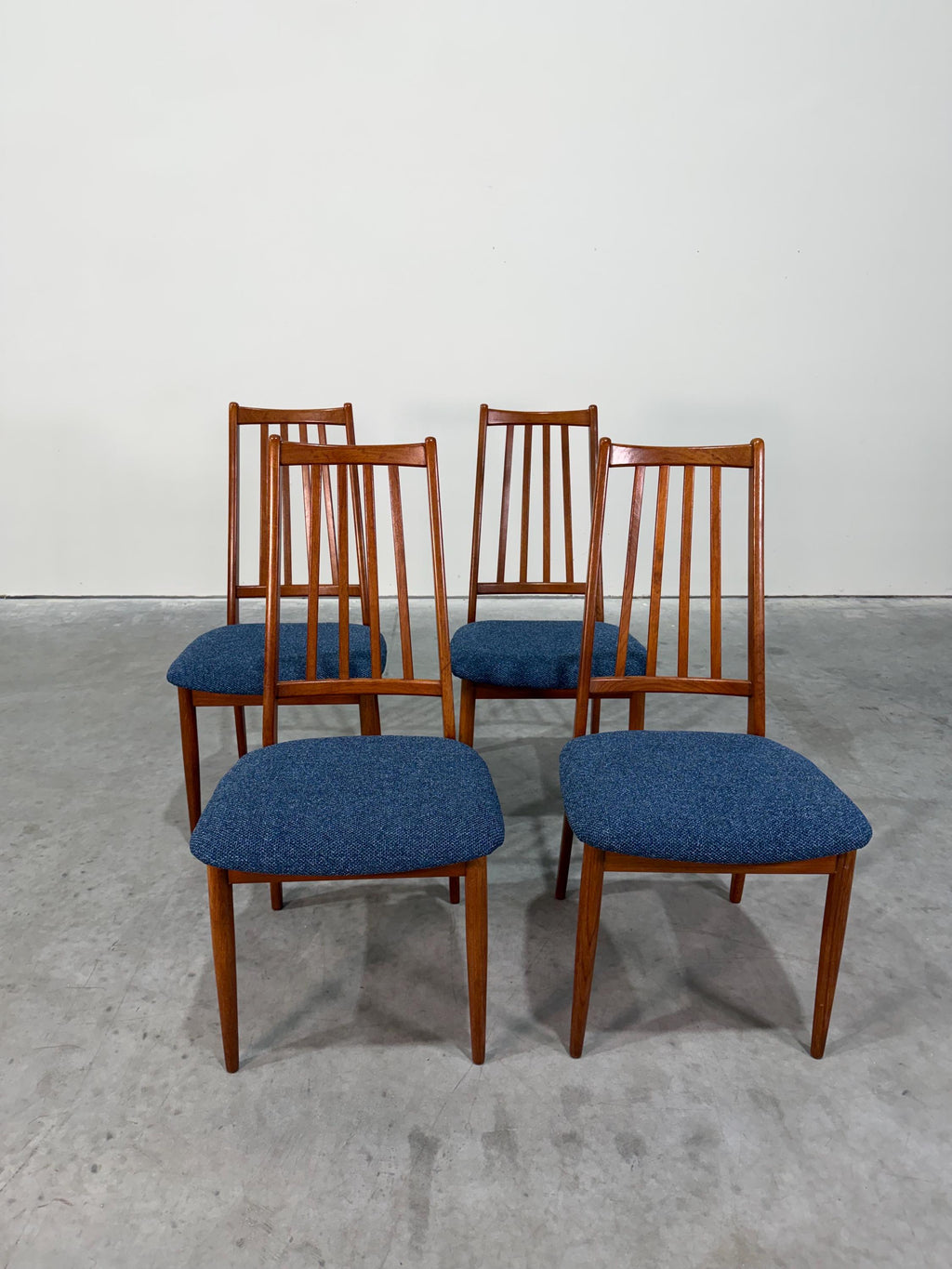 Danish Teak Mid Century Dining Chairs, Set of 4, Reupholstered