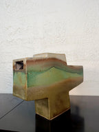 Large Vintage Sculptural Postmodern Ikebana Studio Pottery Sculpture Vase by Keiko Hergesheimer