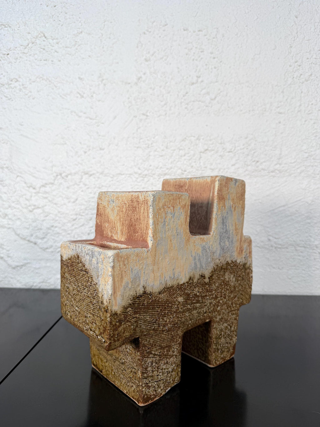 Vintage Sculptural Postmodern Ikebana Studio Pottery Sculpture Vase by Keiko Hergesheimer