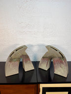 Vintage Sculptural Postmodern Ikebana Studio Pottery Vase Pair by Keiko Hergesheimer