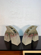 Vintage Sculptural Postmodern Ikebana Studio Pottery Vase Pair by Keiko Hergesheimer