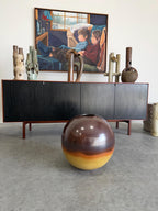 Extra Large Vintage Studio Pottery Floor Ball Vase, 17”H, Signed