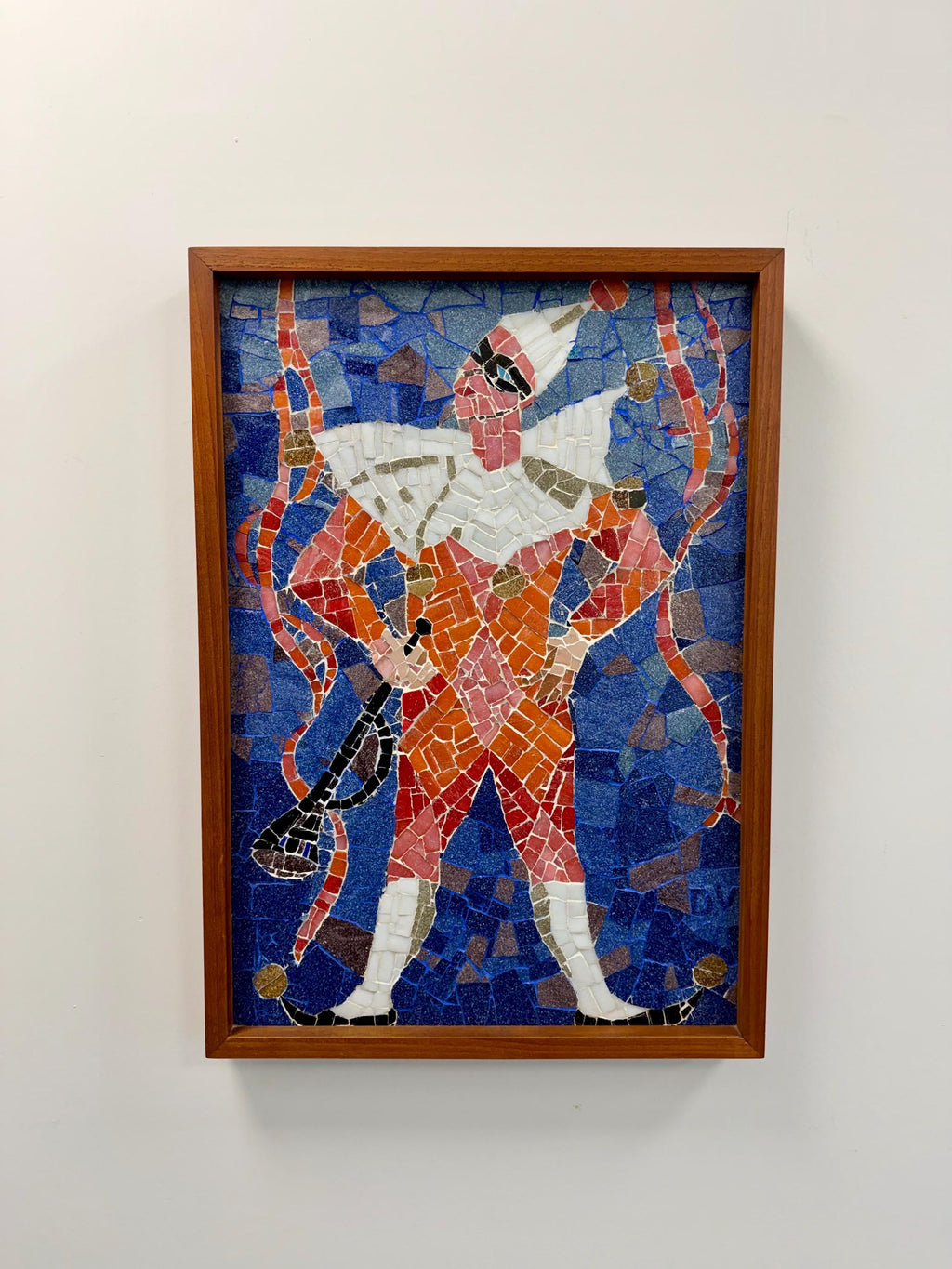Mid Century Mosaic Tile Framed Wall Art, the Jester
