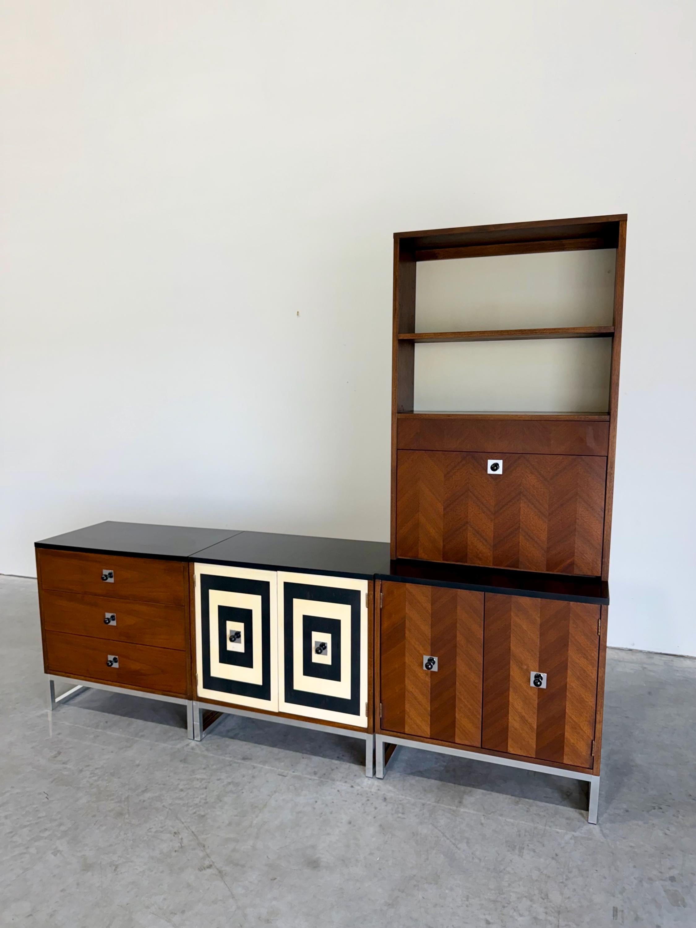 Mid Century Modern Modular Wall Unit, 4pcs, by Thomasville