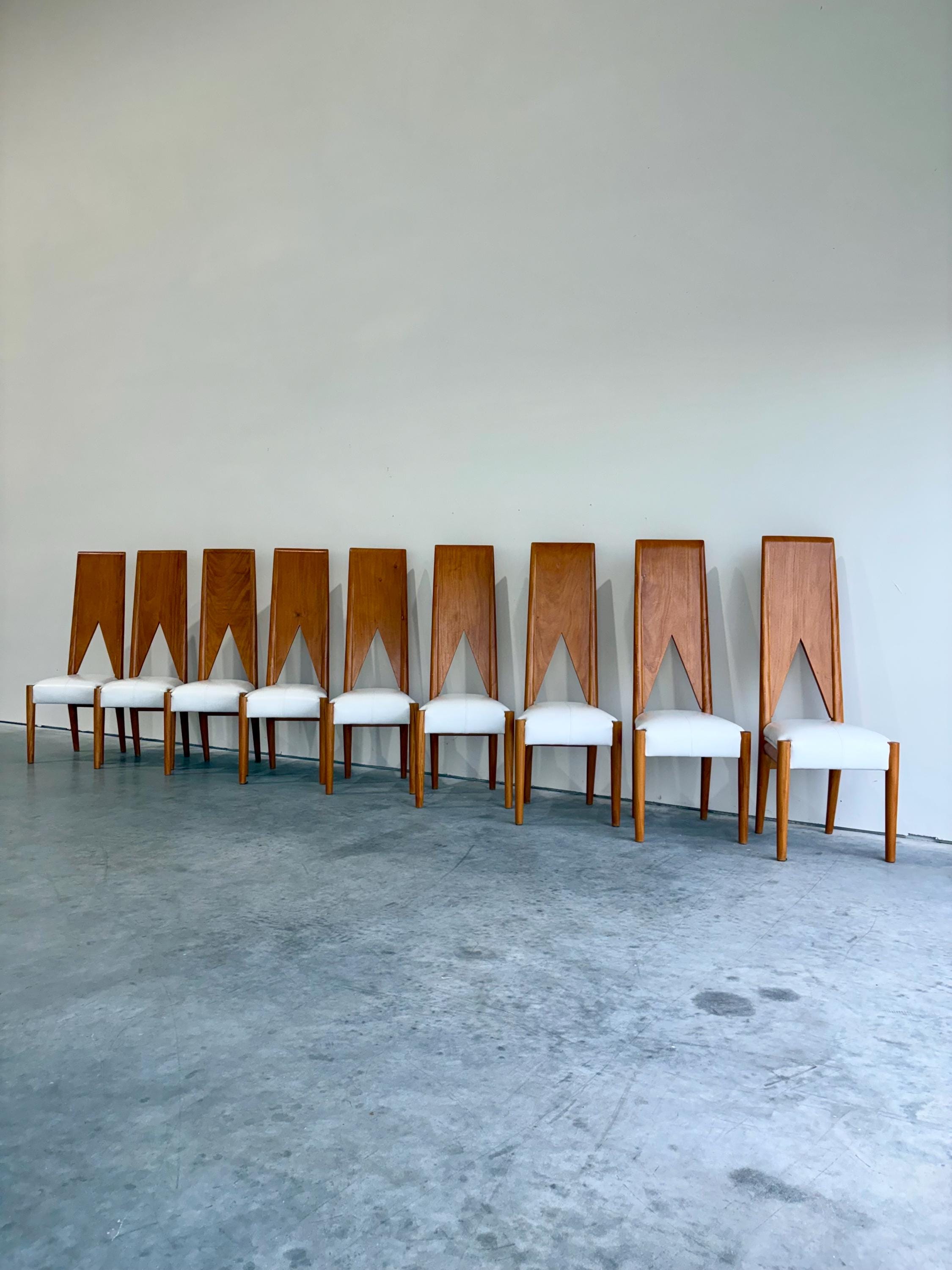 Unique Artisan Postmodern Sculptural Dining Chairs, set of 9
