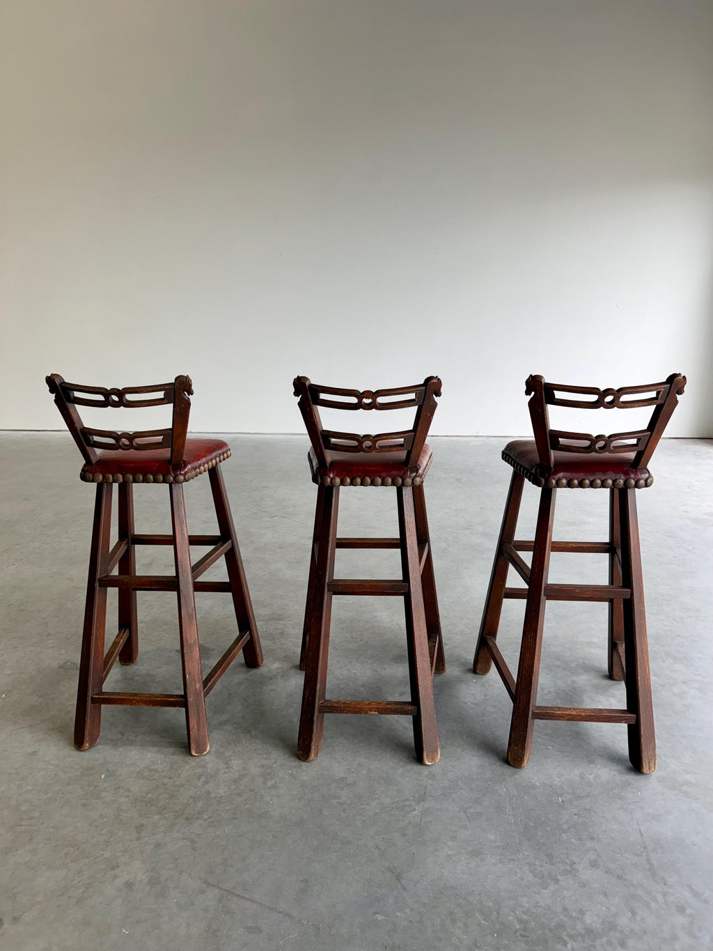 Mid Century Romweber Brutalist Horse Head Barstools, Set of 3