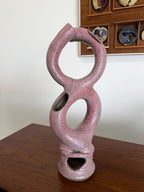 Vintage Pink Modernist Biomorphic Studio Pottery Sculpture Vase by Joanna Price