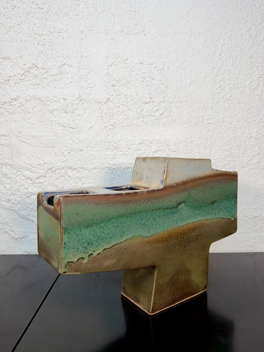 Large Vintage Sculptural Postmodern Ikebana Studio Pottery Sculpture Vase by Keiko Hergesheimer