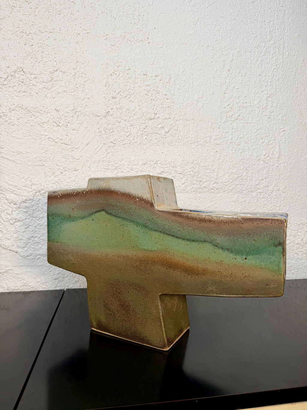 Large Vintage Sculptural Postmodern Ikebana Studio Pottery Sculpture Vase by Keiko Hergesheimer