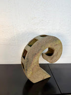 Large Vintage Sculptural Spiral Ikebana Studio Pottery Sculpture Vase by Keiko Hergesheimer