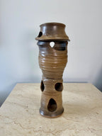 Vintage Brown Modernist Biomorphic Studio Pottery Sculpture Vase by Joanna Price