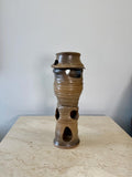 Vintage Brown Modernist Biomorphic Studio Pottery Sculpture Vase by Joanna Price
