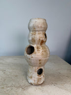 Vintage Cream Modernist Studio Pottery Vase signed Sterling