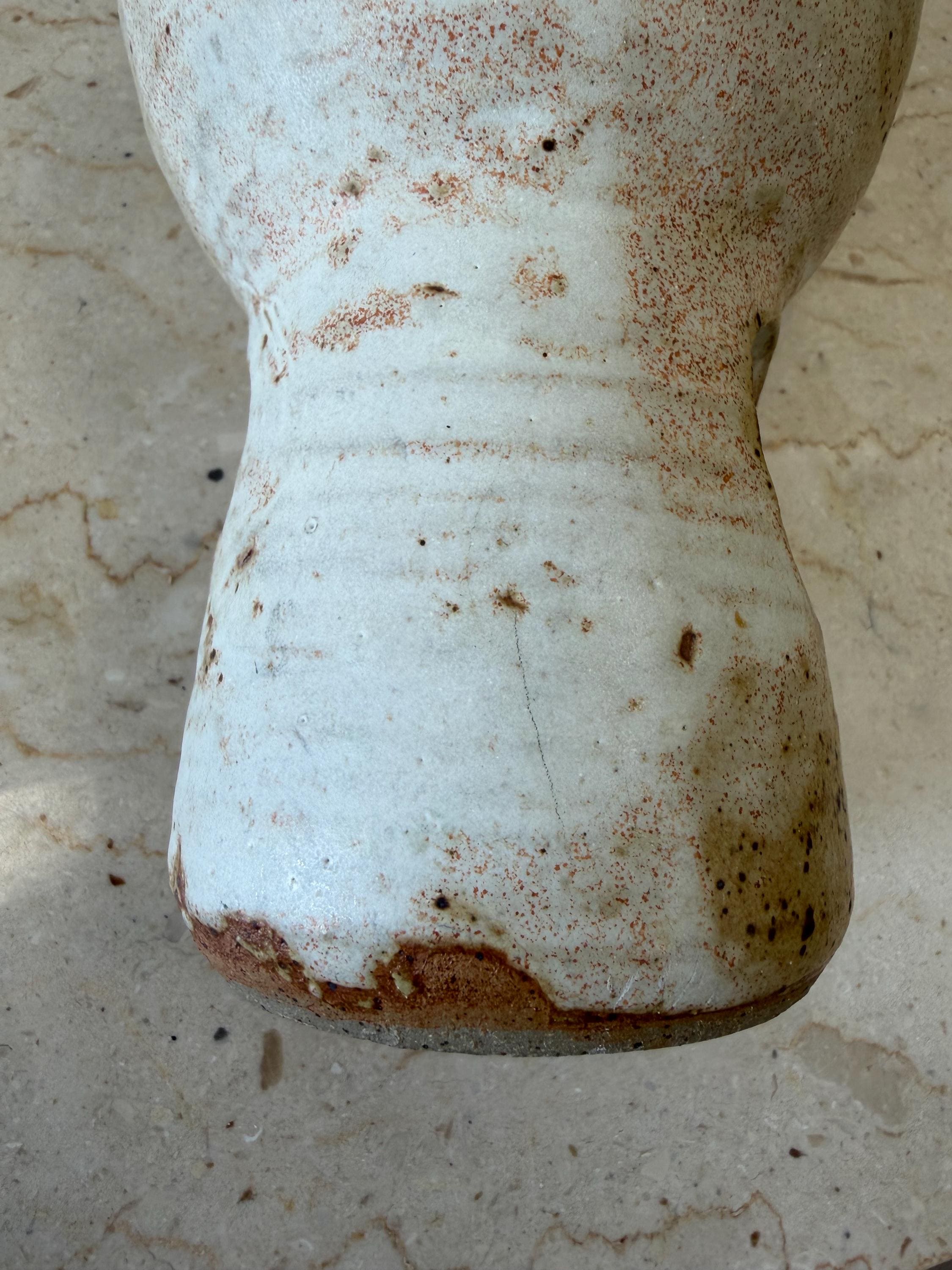 Vintage Cream Modernist Studio Pottery Vase signed Sterling