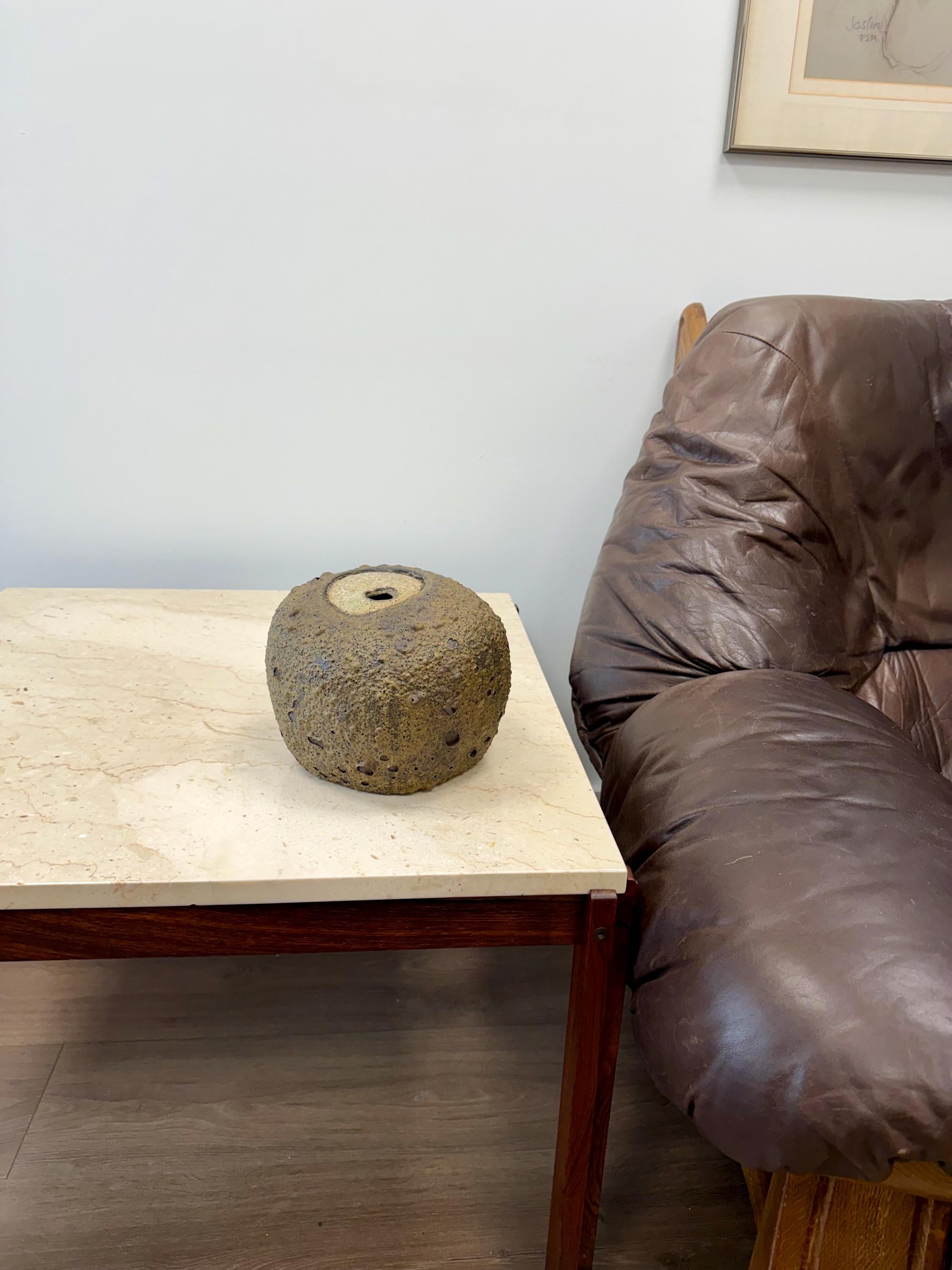 Large Mid Century Studio Pottery Weed Pot Ball Vase