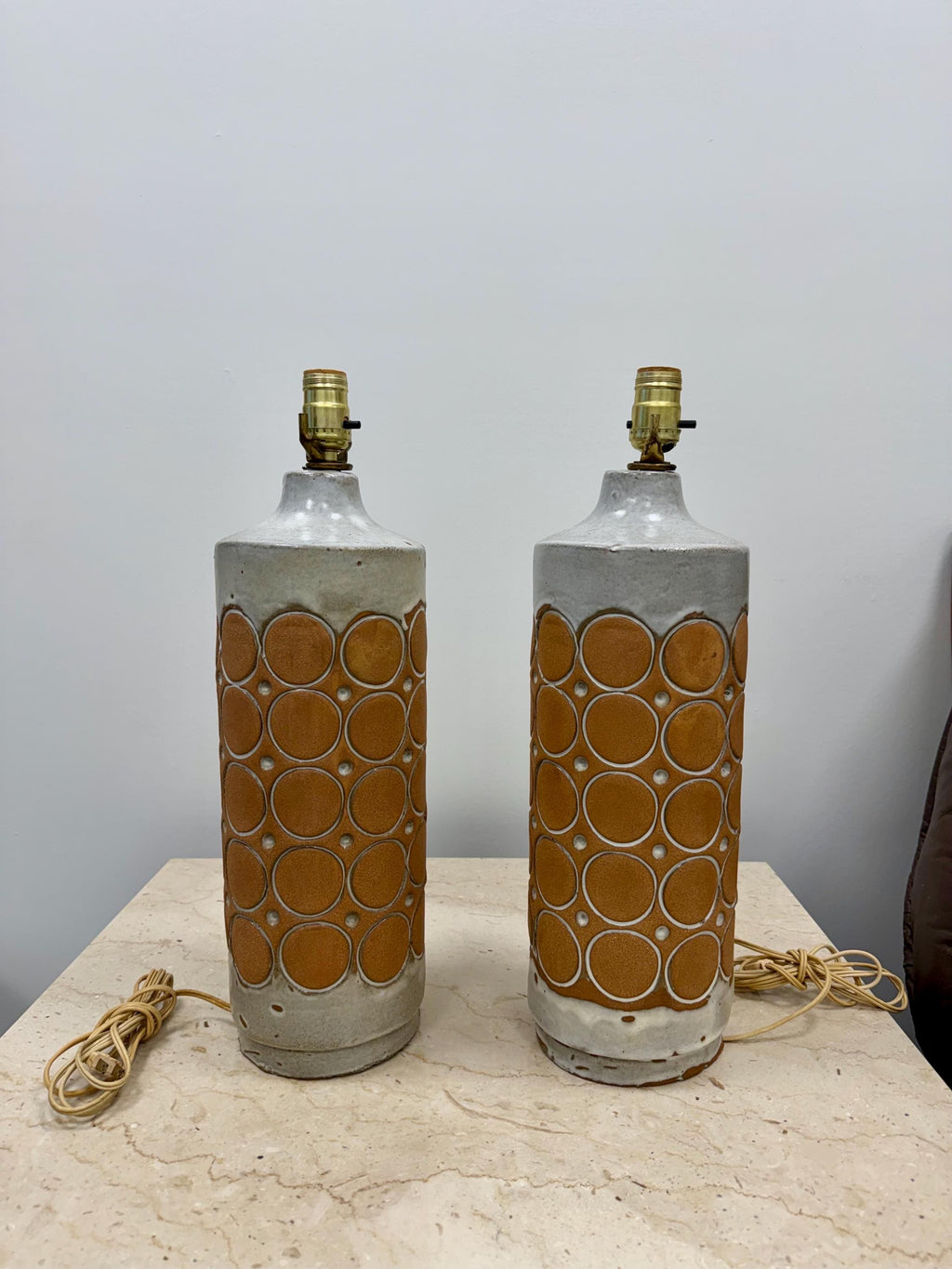 Pair of Hal Lasky Isla Del Sol Mid Century Studio Pottery Lamps, AS-IS