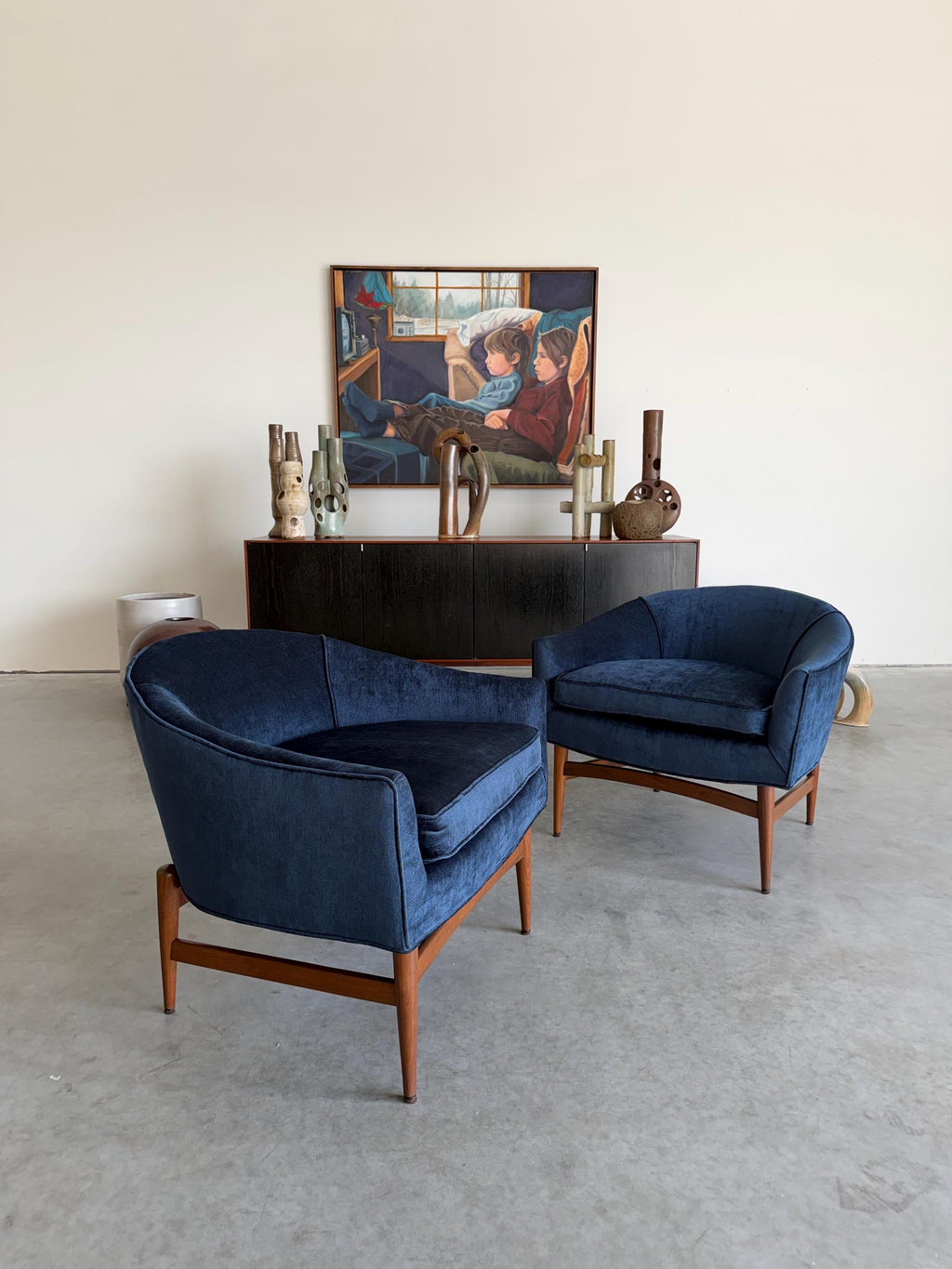 Pair of Mid Century Lawrence Peabody for Richardson Nemschoff Barrel Chairs